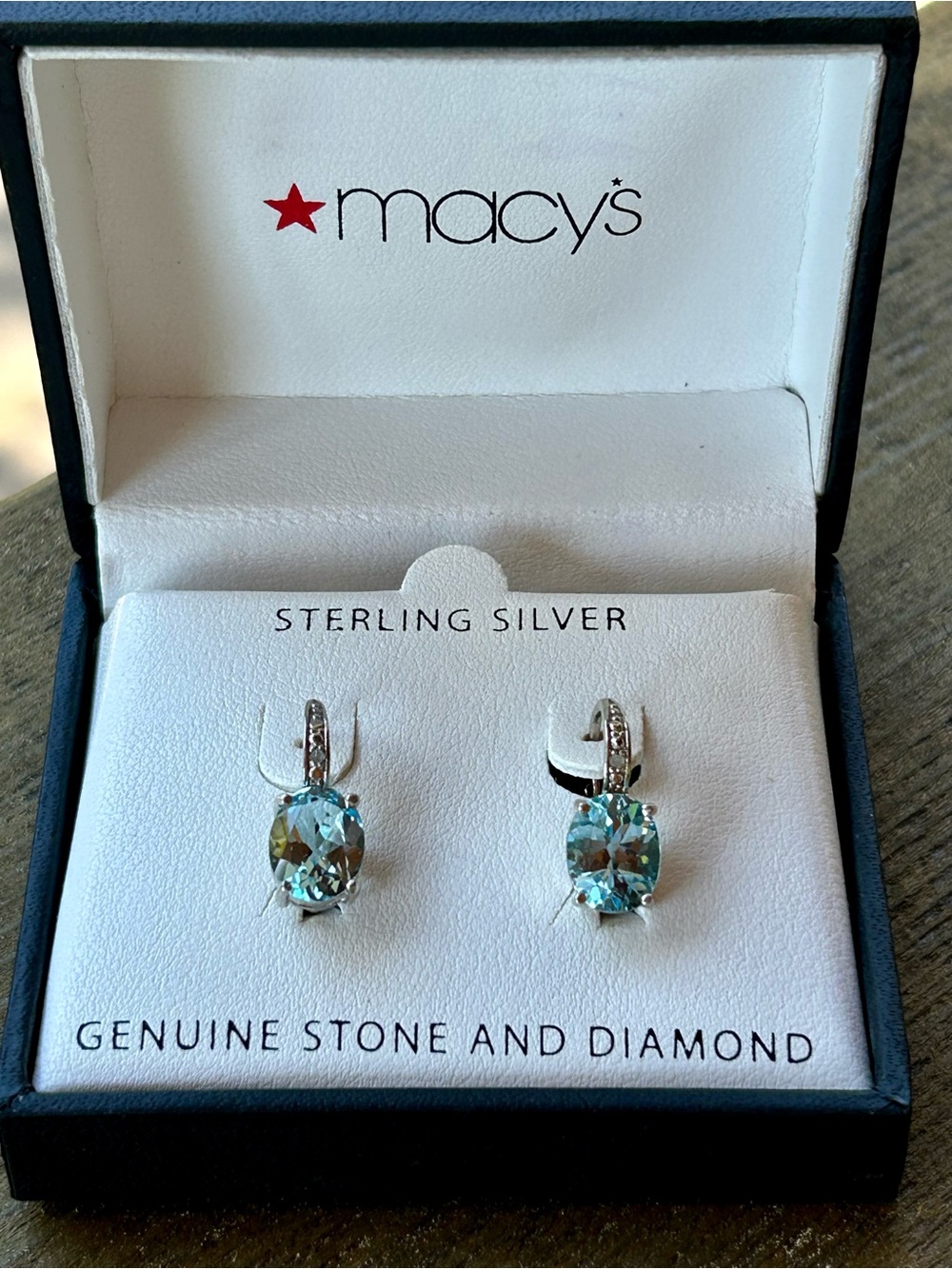Macy's Sterling Silver Blue Topaz  Drop Earrings